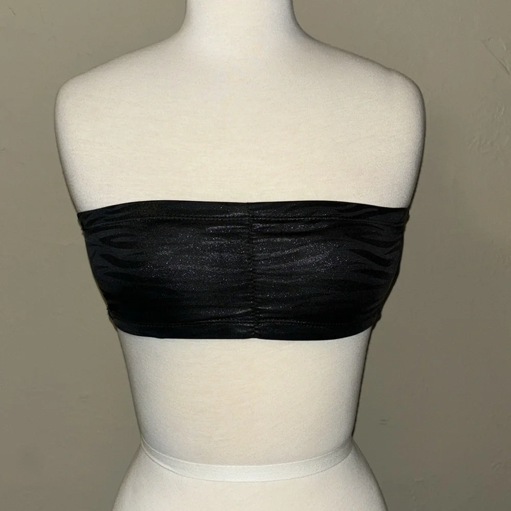 CHARLOTTE RUSE Dark glitter blue/black bandeau bra in women’s size Medium